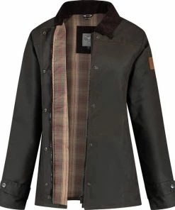 MGO Leisure Wear MGO Waxjas Meghan Dames - 100% Gewaxt Katoen - Gewatteerd - Winddicht En Waterdicht - Bruin - Maat L
