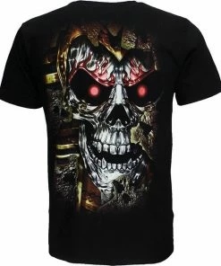 POPMERCH Pharao Skull 3D T-Shirt Glow In The Dark Zwart -Exporteren dameskleding winkel 550x641
