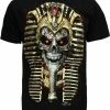 POPMERCH Pharao Skull 3D T-Shirt Glow In The Dark Zwart