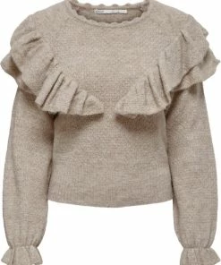 ONLY ONLLIZZIE LIFE L/S RUFFLE PULLOVER KNT Dames Trui - Maat XS