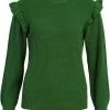 Object Trui Objmalena L/s Ruffle Pullover Noos 23039233 Artichoke Green/melange Dames Maat - M