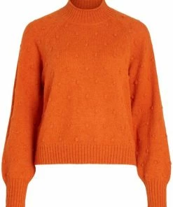 Vila Trui Vituli O-neck L/s Knit Top/su/pb 14075494 Burnt Orange Dames Maat - L -Exporteren dameskleding winkel 550x677 6