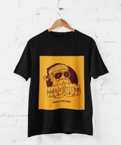 Feel Free Design Christmas T-Shirt | Xmas Time | Cartoon | 100% Organisch Katoen | Zwart | Maat S