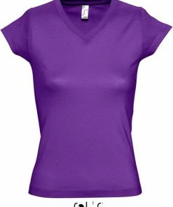 Sols Dames T-shirt V-hals Paars 38 (M)