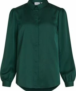 Vila Blouse Viellette Satin L/s Shirt/su - Noos 14063320 Pineneedle Dames Maat - W34