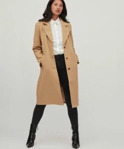 VILA VIPOKO LONG BELT COAT Sesame NOOS Dames Jas - Maat 34 -Exporteren dameskleding winkel 550x695 2