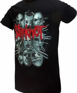 POPMERCH Slipknot Masks Band T-Shirt Zwart - Officiële Merchandise 8 POPMERCH Slipknot Masks Band T-Shirt Zwart - Officiële Merchandise -Exporteren dameskleding winkel 550x706