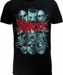 POPMERCH Slipknot Masks Band T-Shirt Zwart - Officiële Merchandise