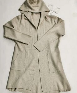 Puro Lino Warme Lange Vest In BEIGE Kleur Met Steek Zakken En Capuchon - Dames Vest - Maat 40/42 -Exporteren dameskleding winkel 550x732 10