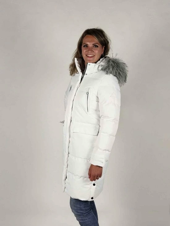 BJØRNSON FRIDA Winterparka Dames - Winddicht - Waterafstotend - Gewatteerd Gevoerd - Capuchon - Warm - Outdoor Damesjas - Rits Zakken - Winterjas - Maat 38 - Wit 4 BJØRNSON FRIDA Winterparka Dames - Winddicht - Waterafstotend - Gewatteerd Gevoerd - Capuchon - Warm - Outdoor Damesjas - Rits Zakken - Winterjas - Maat 38 - Wit - Afbeelding 2