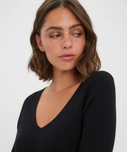 Vero Moda VMGOLD RIB LS SHORT V-NCK BELT DRESS REP Dames Jurk Black - Maat XL 10 Vero Moda VMGOLD RIB LS SHORT V-NCK BELT DRESS REP Dames Jurk Black - Maat XL -Exporteren dameskleding winkel 550x733 146