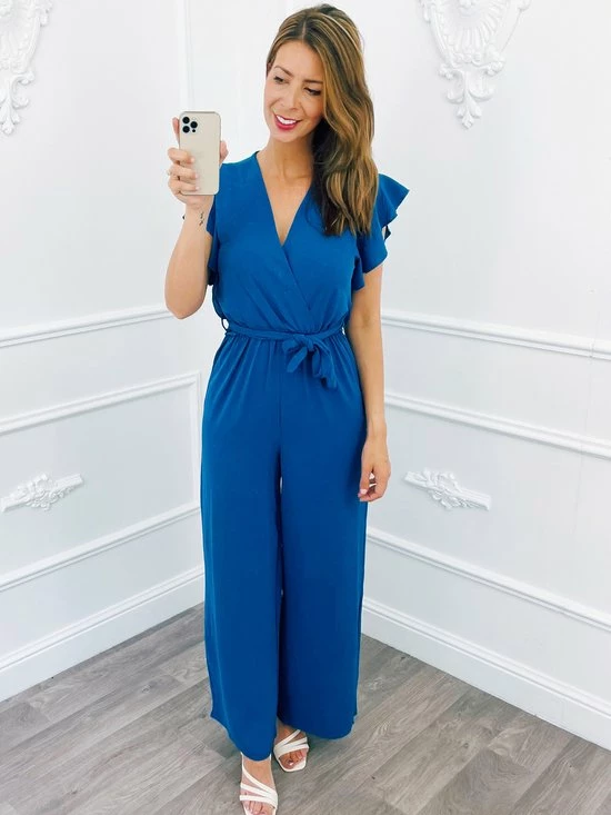 Dressqode Ruffel Jumpsuit Blauw 4 Dressqode Ruffel Jumpsuit Blauw - Afbeelding 2