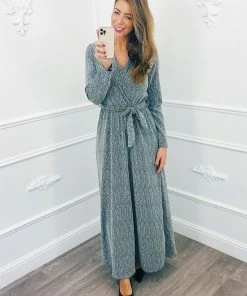 Dressqode Overslag Jurk Glitter Zilver