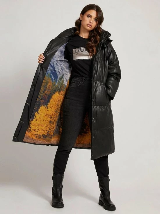 Guess Emilie Long Jacket Jassen - Zwart 3 Guess Emilie Long Jacket Jassen - Zwart