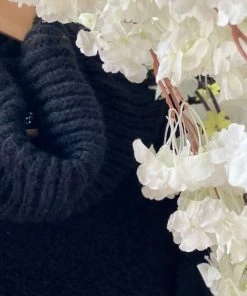 Merkloos Dikke Jurk Voor Dames Met Col - Harige Jurk - Winterjurk - Lange Jurk - Vrijetijdsjurk Met Lange Mouwen - Effen Patroon - Truijurk - Een Maat 38 Tot 44 - Zwart -Exporteren dameskleding winkel 550x733 642