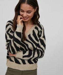 VILA VIRIL FEAMI MIX V-NECK L/S KNIT TOP-NOOS Dames Trui - Maat L -Exporteren dameskleding winkel 550x733 67