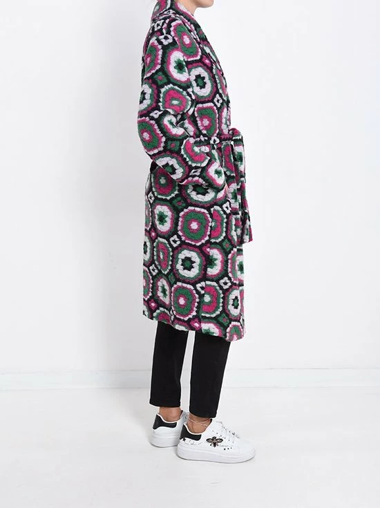 Merkloos Jas Jenny - Geometrisch Patroon - Met Zakken En Riem - Camel - One Size 5 Merkloos Jas Jenny - Geometrisch Patroon - Met Zakken En Riem - Camel - One Size - Afbeelding 3