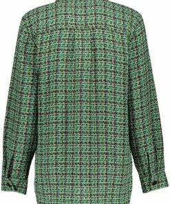 Geisha Vest Tweed Blouse Jacket 23910 20 000530 Green Camel Combi Dames Maat - L -Exporteren dameskleding winkel 550x743 4