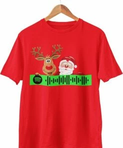Feel Free Design Gepersonaliseerde Christmas Spotify T-Shirt | Sinterklaas | Spotify | 100% Organisch Katoen | Rood | Maat M