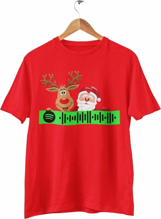 Feel Free Design Gepersonaliseerde Christmas Spotify T-Shirt | Sinterklaas | Spotify | 100% Organisch Katoen | Rood | Maat M 3 Feel Free Design Gepersonaliseerde Christmas Spotify T-Shirt | Sinterklaas | Spotify | 100% Organisch Katoen | Rood | Maat M