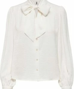 Jacqueline De Yong Blouse Jdymarni L/s Bow Top Wvn 15241980 Cloud Dancer Dames Maat - W42