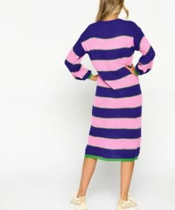 LOLALIZA Gebreide Maxi-jurk Met Strepen - Roze - Maat XL -Exporteren dameskleding winkel 550x748 7