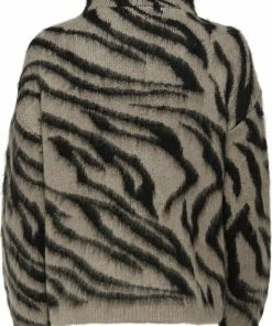 ONLY ONLASHLEY L/S ANIMAL ZIP PULLOVER KNT Dames Trui - Maat S -Exporteren dameskleding winkel 550x749
