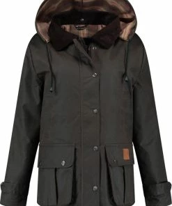 MGO Leisure Wear MGO Waxjas Leeds Dames - 100% Gewaxt Katoen - Winddicht En Waterdicht - Bruin - Maat XL -Exporteren dameskleding winkel 550x751 7