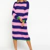 LOLALIZA Gebreide Maxi-jurk Met Strepen - Roze - Maat XL