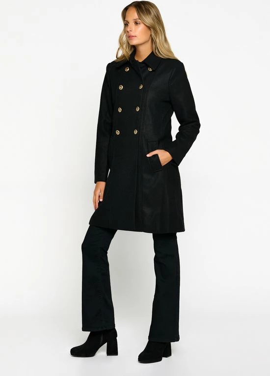 LOLALIZA Lange Jas Met Knopen - Zwart - Maat 38 4 LOLALIZA Lange Jas Met Knopen - Zwart - Maat 38 - Afbeelding 2