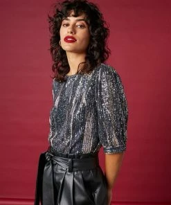 Zilveren Paillettentop Hailey - Grace & Mila - Maat L -Exporteren dameskleding winkel 550x767 12