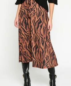 LOLALIZA Maxirok Met Zebraprint - Camel - Maat S