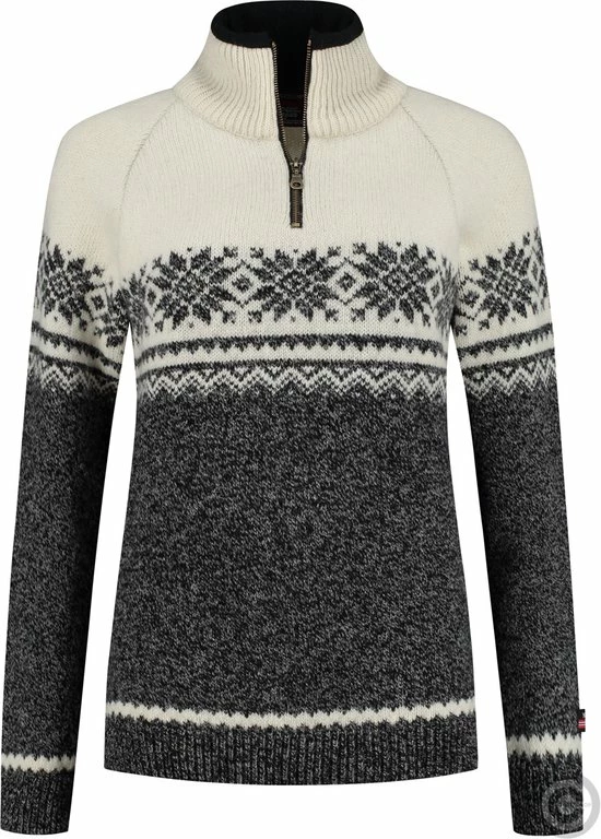 John Brilliant Noorse Dames Trui In Setesdals-design Van 100% Zuivere Wol, Donkergrijs (S) 3 John Brilliant Noorse Dames Trui In Setesdals-design Van 100% Zuivere Wol, Donkergrijs (S)