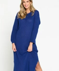 LOLALIZA Trui-jurk - Blauw - Maat XL