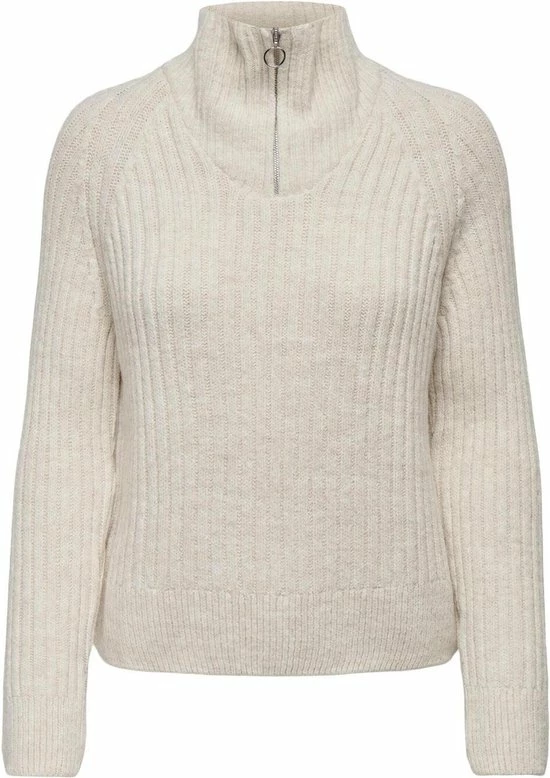 Only Trui Onlleise Freya Ls Zip High Neck Pullover 15268818 Birch/melange Dames Maat - S 4 Only Trui Onlleise Freya Ls Zip High Neck Pullover 15268818 Birch/melange Dames Maat - S - Afbeelding 2