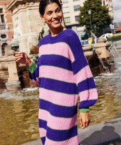 LOLALIZA Gebreide Maxi-jurk Met Strepen - Roze - Maat XL -Exporteren dameskleding winkel 550x780 13