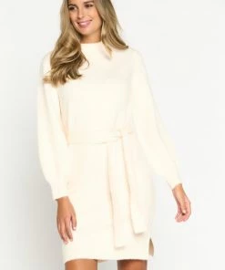 LOLALIZA Trui-jurk Met Striklint - Ecru - Maat M -Exporteren dameskleding winkel 550x780 21