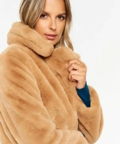 LOLALIZA Lange Faux Fur Jas - Camel - Maat S -Exporteren dameskleding winkel 550x780 33