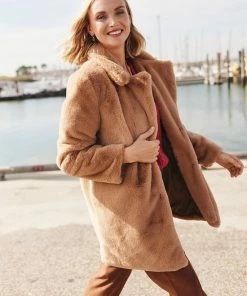 LOLALIZA Lange Faux Fur Jas - Camel - Maat S -Exporteren dameskleding winkel 550x780 34