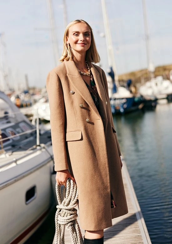 LOLALIZA Lange Jas - Camel - Maat 42 6 LOLALIZA Lange Jas - Camel - Maat 42 - Afbeelding 4