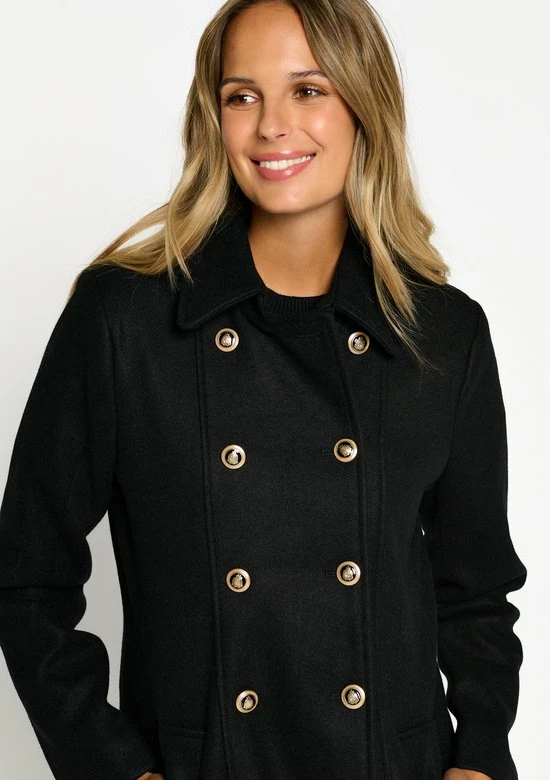 LOLALIZA Lange Jas Met Knopen - Zwart - Maat 38 6 LOLALIZA Lange Jas Met Knopen - Zwart - Maat 38 - Afbeelding 4