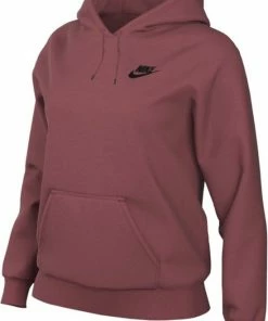 Nike W NSW ESSNTL FLC PO HOODIE Dames Trui - Rood - Maat S
