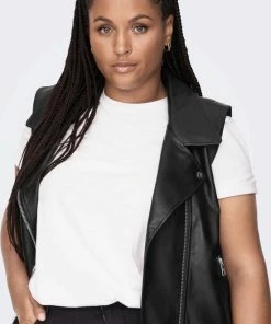ONLY CARMAKOMA CARVERA FAUX LEATHER WAISTCOAT OTW Dames Biker - Maat L-50/52 -Exporteren dameskleding winkel 550x784 3