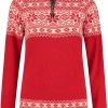 John Brilliant Noorse Dames Trui In Setesdals-design Van 100% Zuivere Wol, Rood (XXL)