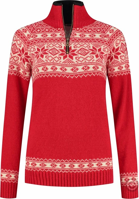 John Brilliant Noorse Dames Trui In Setesdals-design Van 100% Zuivere Wol, Rood (XXL) 3 John Brilliant Noorse Dames Trui In Setesdals-design Van 100% Zuivere Wol, Rood (XXL)