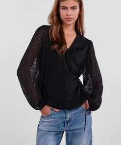 PIECES PCAGANA LS WRAP TOP Dames Top - Maat L -Exporteren dameskleding winkel 550x789 14