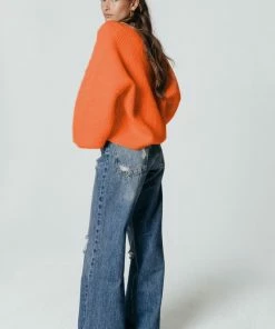 Colourful Rebel Guusje Trui Oranje Dames - Basic Fit - Katoen - M