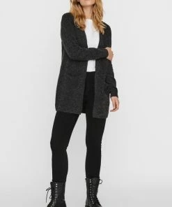 Vero Moda VMDOFFY LS SHORT OPEN CARDIGAN GA NOOS Dames Vest Black/melange - Maat XL -Exporteren dameskleding winkel 550x803