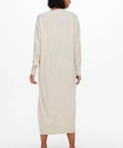 Only Jurk Onlnew Tessa L/s Midi V Dress Knt Noos 15236372 Pumice Stone/w. Melange Dames Maat - XL -Exporteren dameskleding winkel 550x804 5