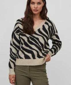 VILA VIRIL FEAMI MIX V-NECK L/S KNIT TOP-NOOS Dames Trui - Maat L -Exporteren dameskleding winkel 550x810